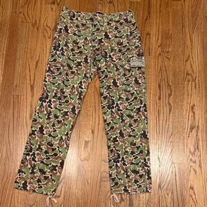 Camouflage Skull Pattern Cargo Pants - Green/Brown, Size 7